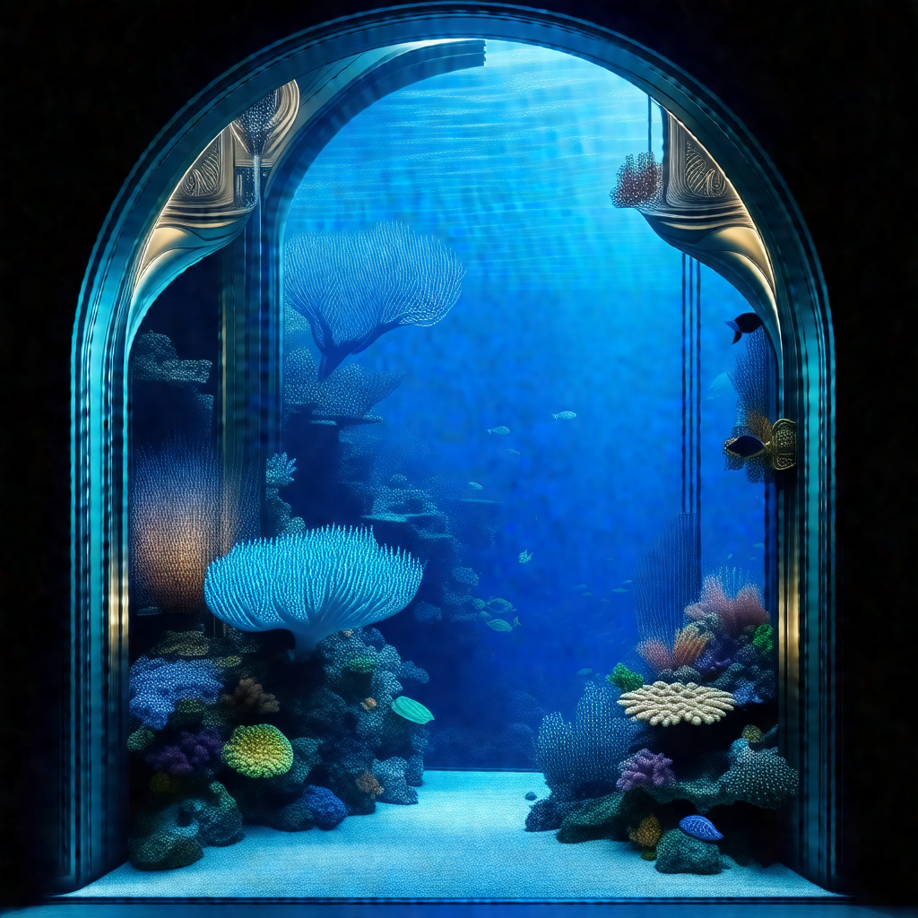 Large aquarium filled with a variety of colorful fish and...