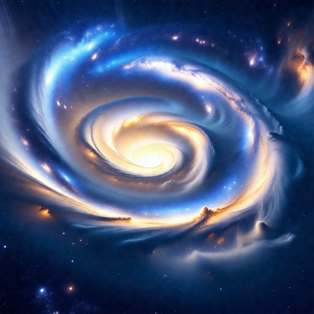 Beautifully detailed space scene featuring a spiral galax...