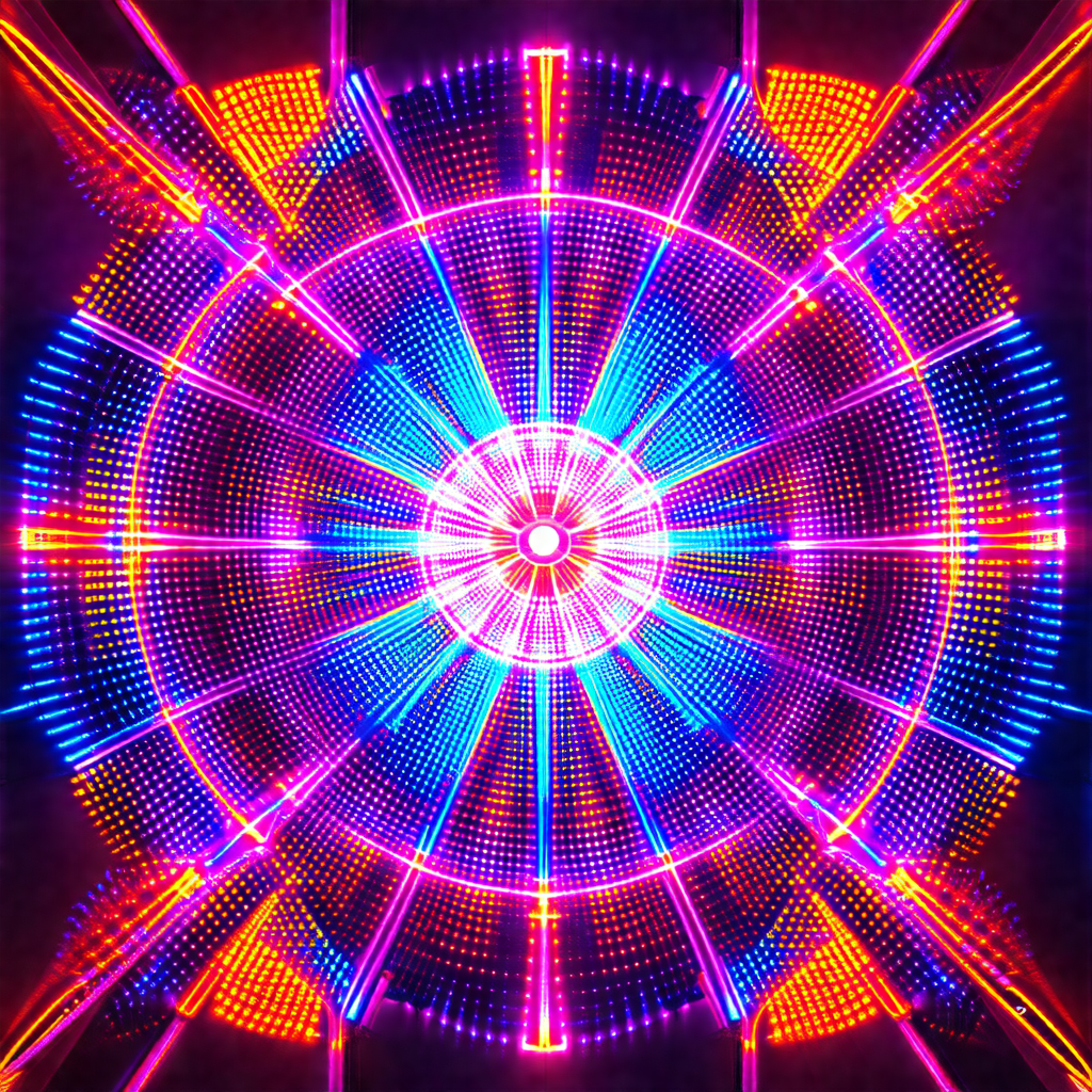 Close-up of a colorful, circular light display
