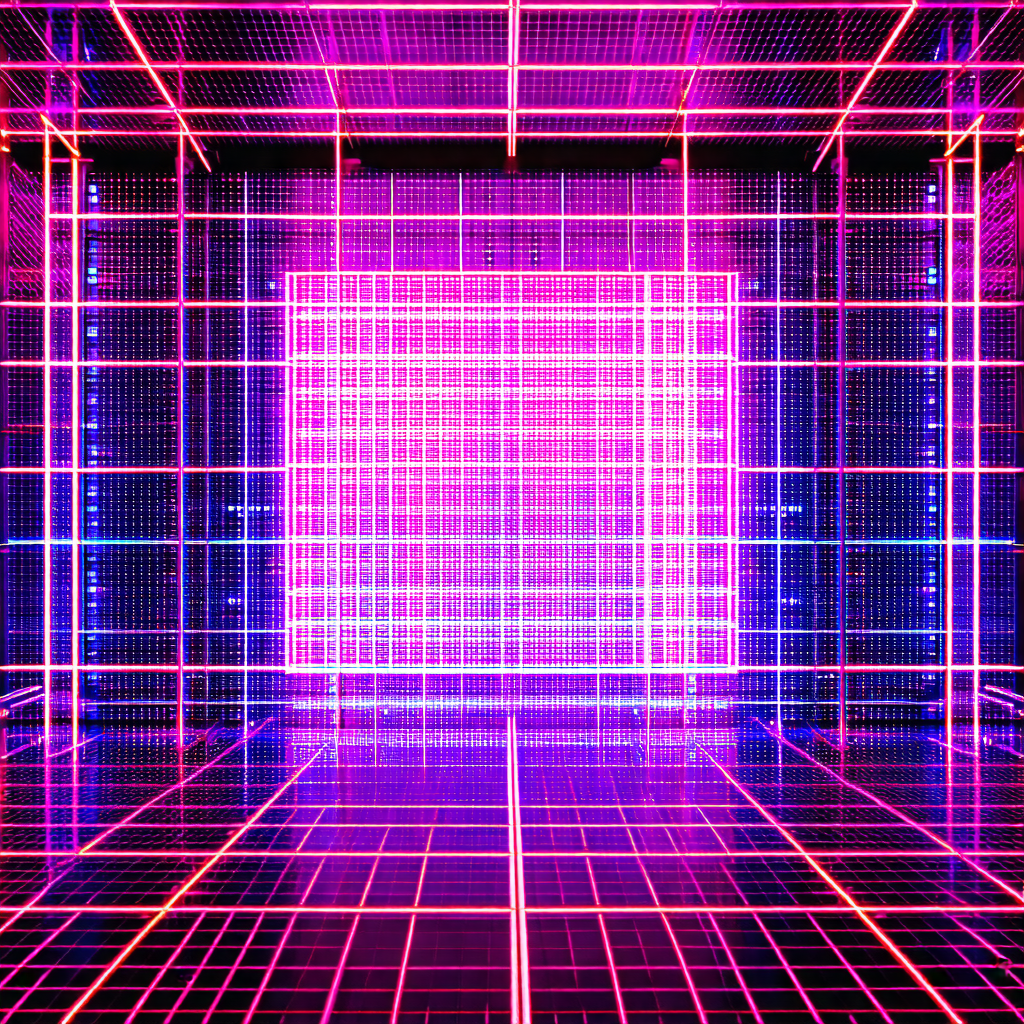 Large, brightly lit room with a purple glow