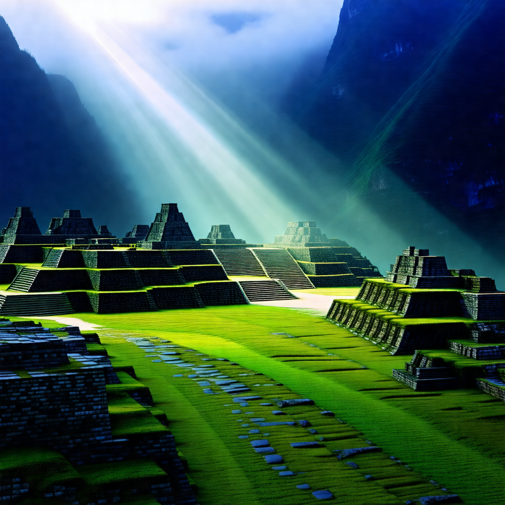 Large, ancient stone structure with a sunlight shining on it