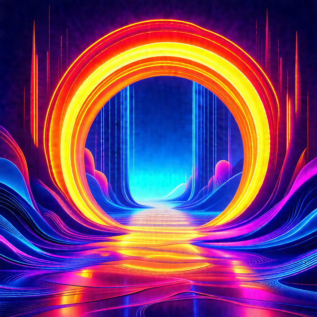 Colorful and vibrant painting of a tunnel