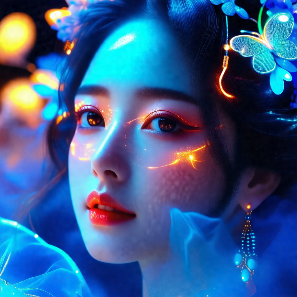 Beautiful woman with long hair, wearing a flowery headband
