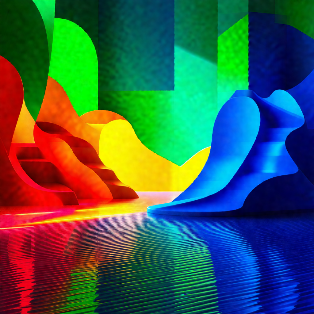 Colorful and abstract art piece, possibly a sculpture or ...