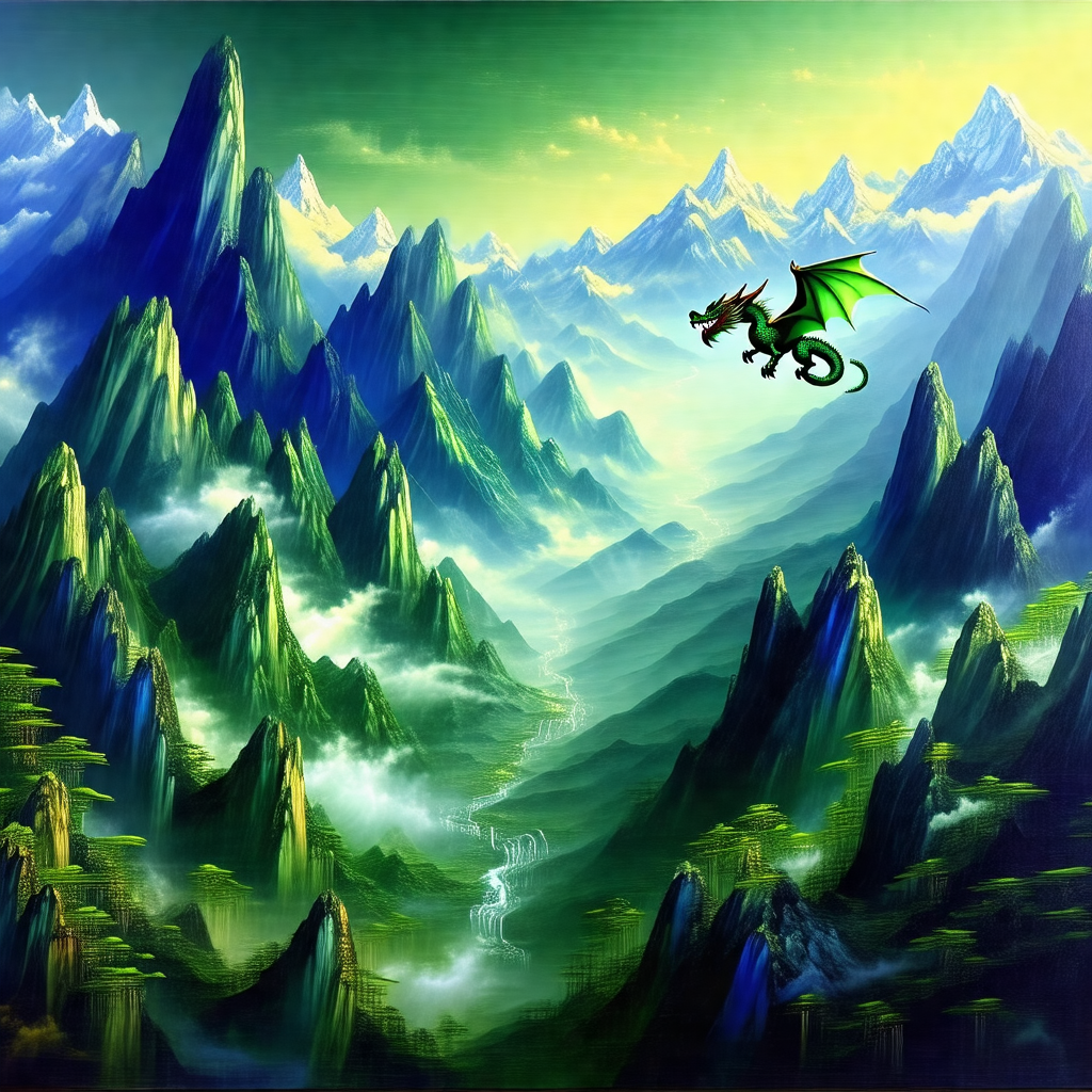 Dragon flying through a lush, green forest