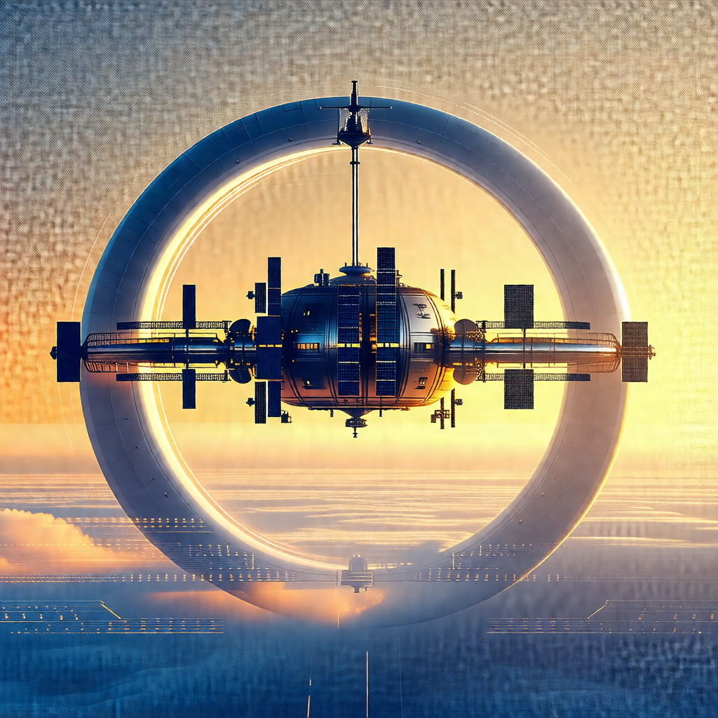 Large, circular spacecraft with a dome-shaped structure