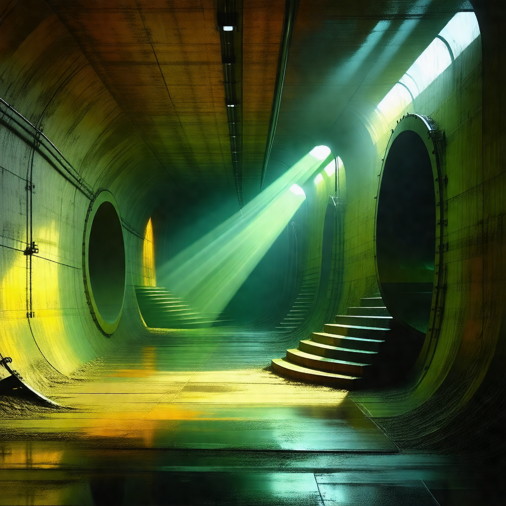 Tunnel with a bright light shining through it