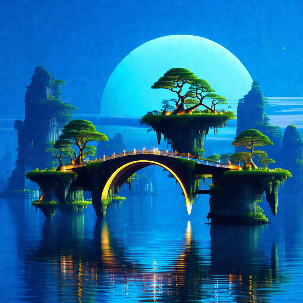 Beautiful island with a bridge connecting it to the mainland