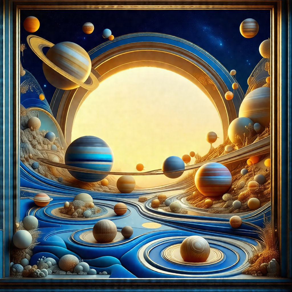 Painting of a colorful and vibrant space scene