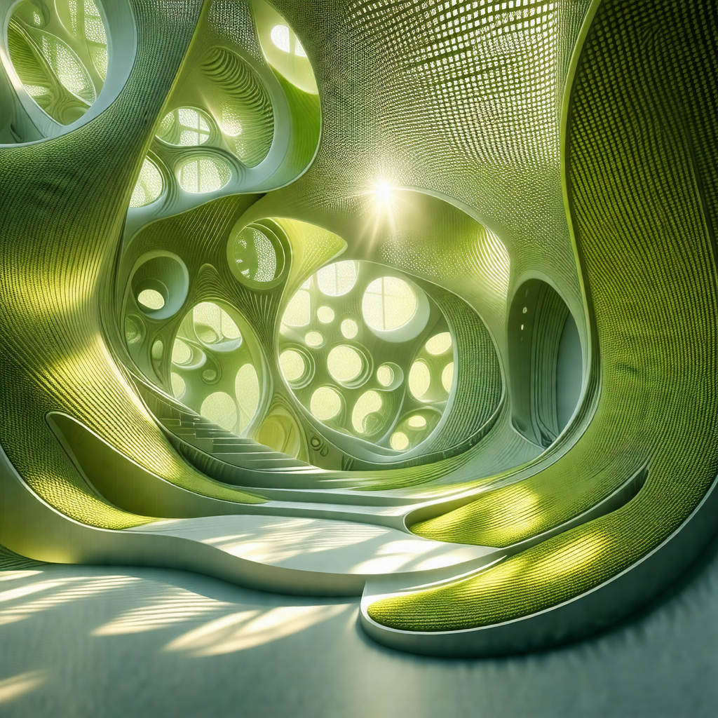 Large, open, and airy building with a green and white col...