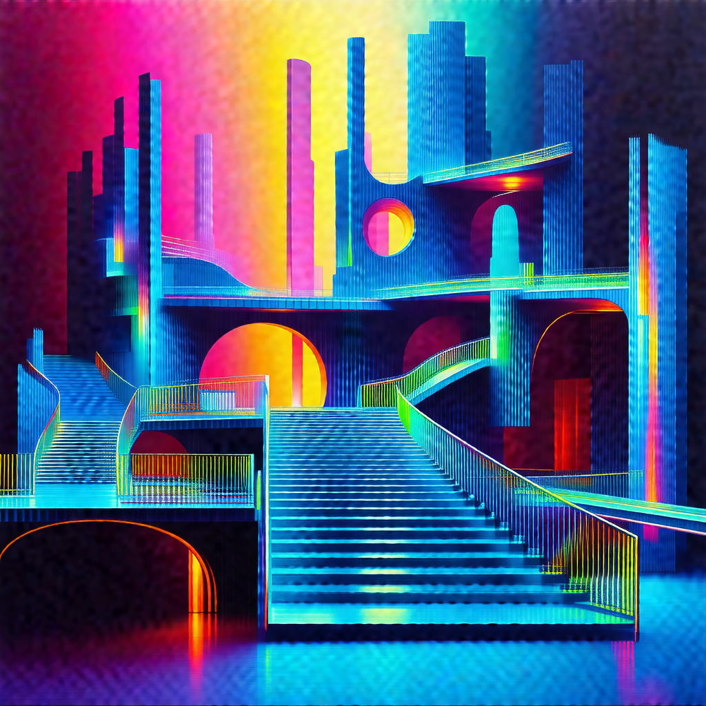 Colorful, three-dimensional drawing of a building with a ...