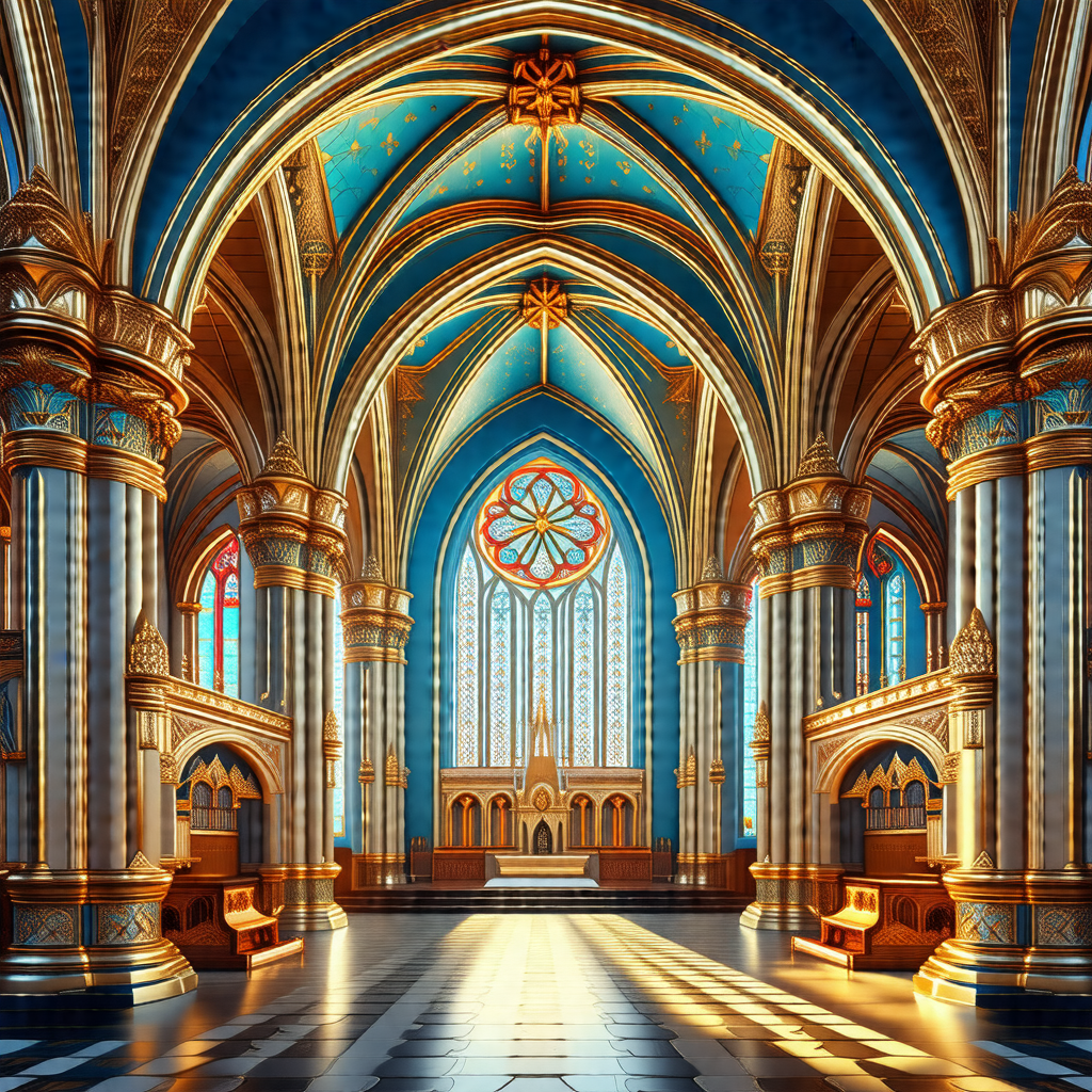 Large, ornate cathedral with a beautiful stained glass wi...