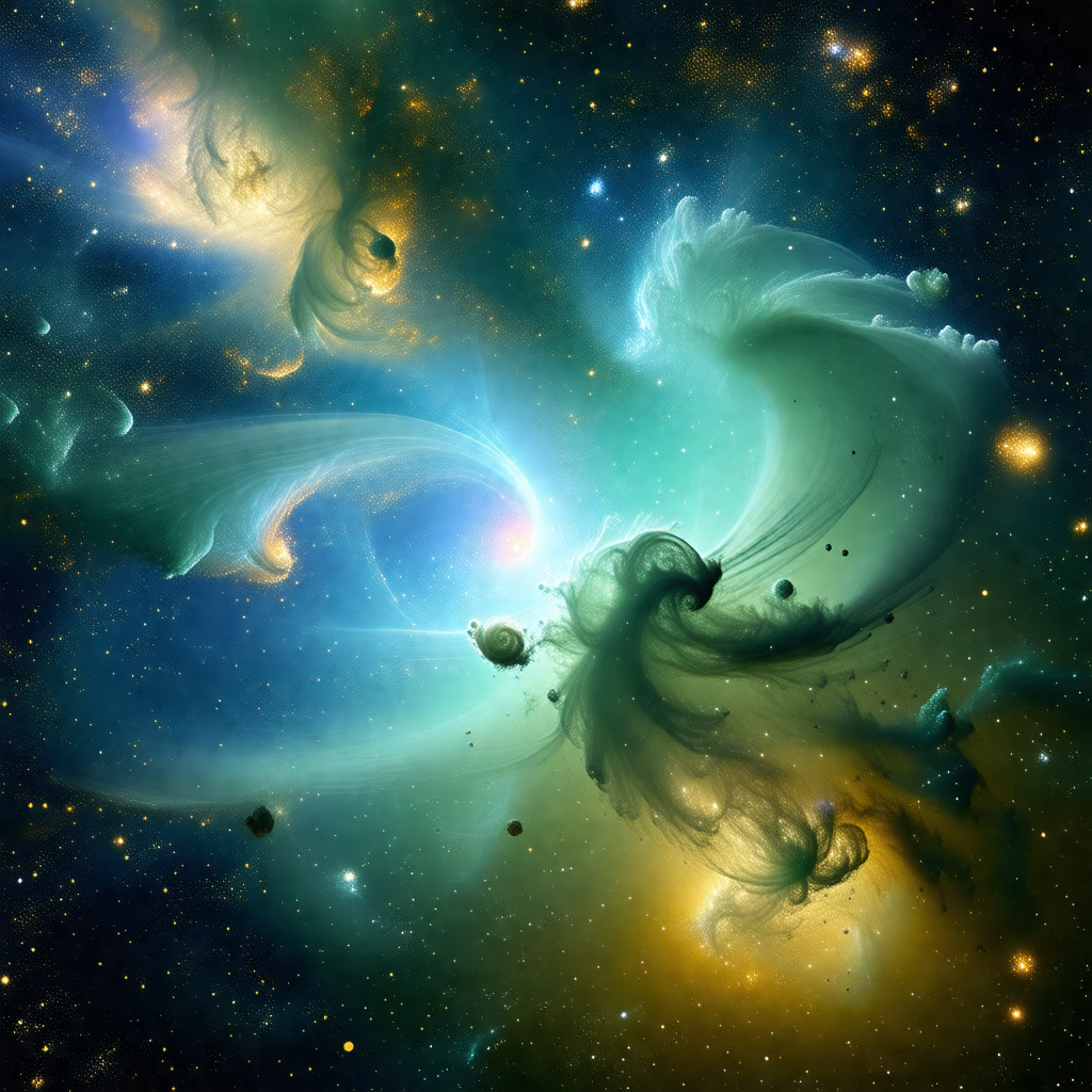 Beautiful and colorful space scene featuring a galaxy wit...