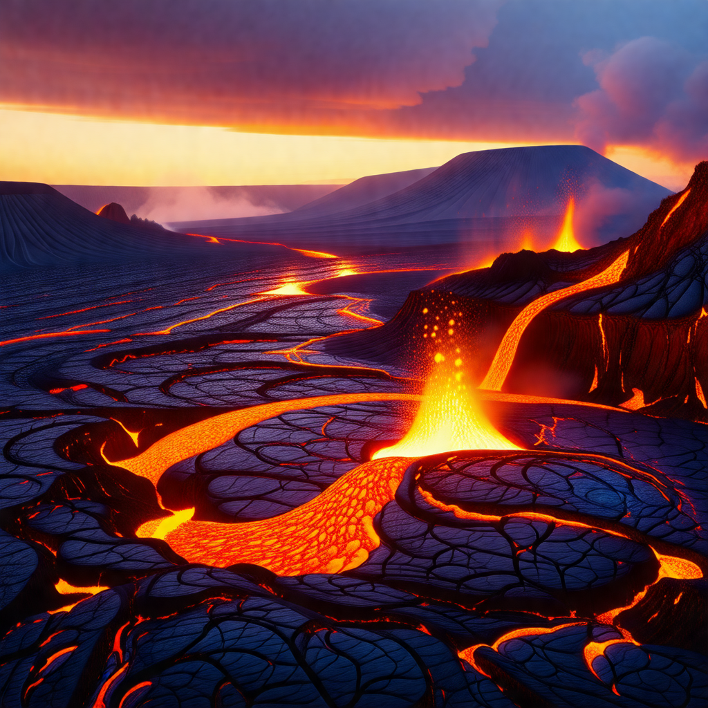 Beautiful sunset over a volcanic landscape