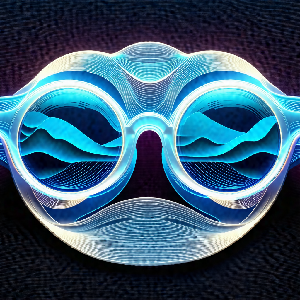 Pair of blue glasses with a unique design