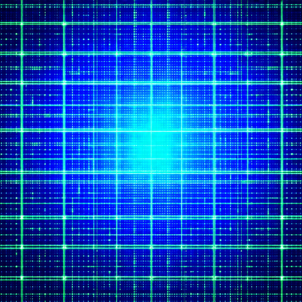 Close-up of a blue and green grid pattern