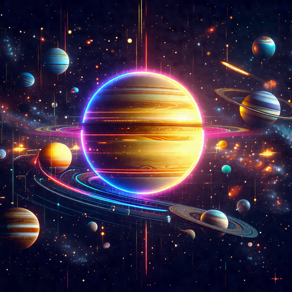 Colorful and detailed illustration of a solar system