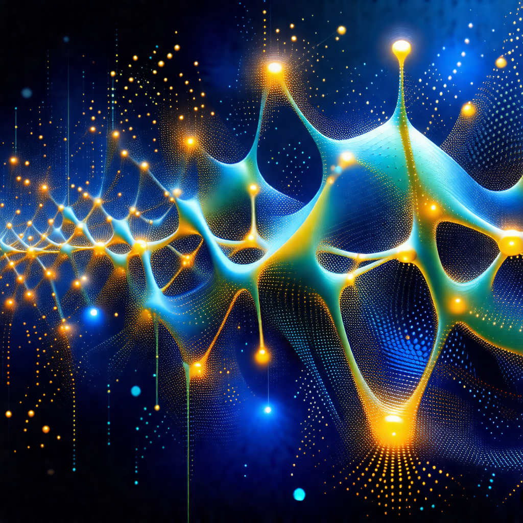Futuristic, computer-generated artwork featuring a blue, ...