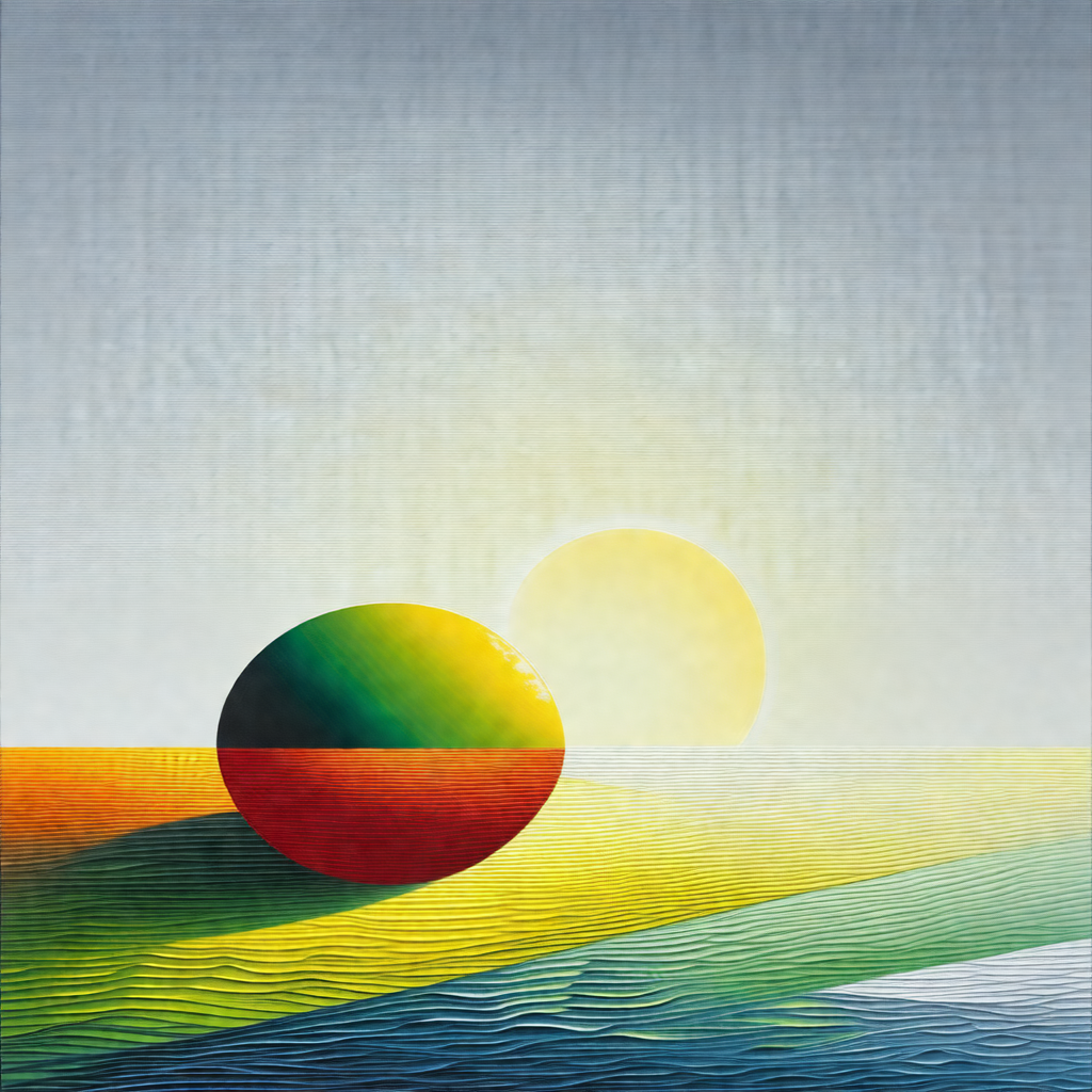 Large, colorful ball floating in a body of water
