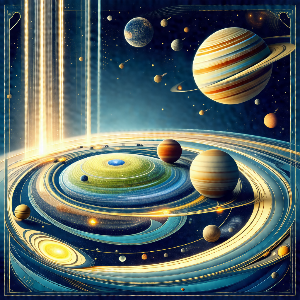 Colorful and detailed illustration of the solar system