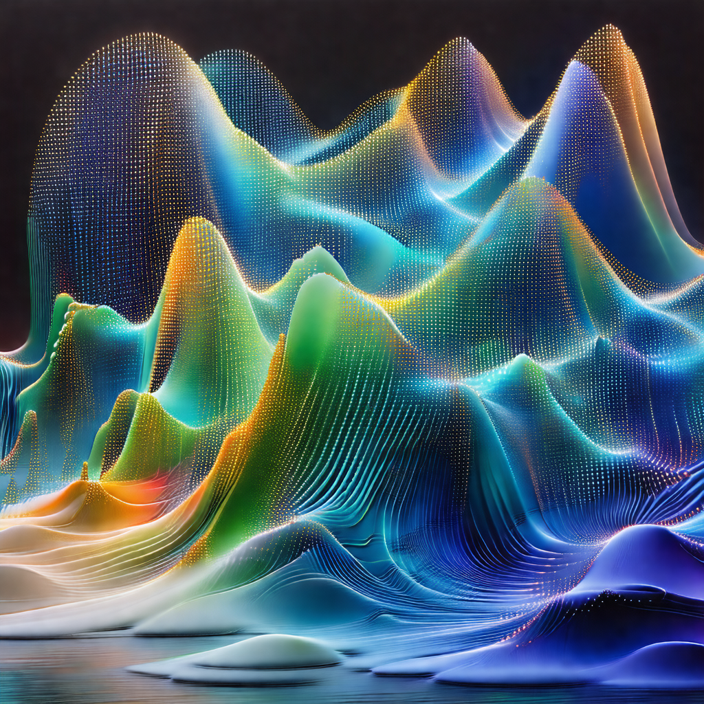 Large, colorful mountain range with a vibrant blue color