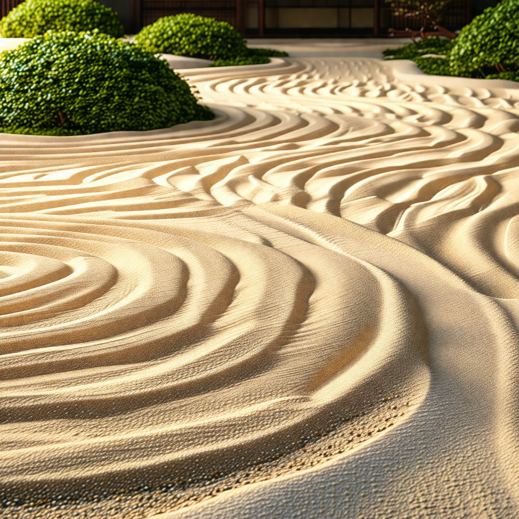 Sandy pathway with a series of sand sculptures lining the...