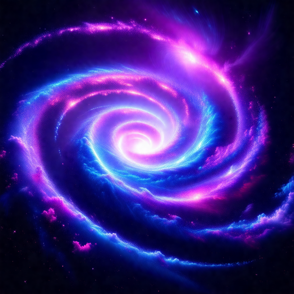 Purple spiral galaxy with a swirling pattern