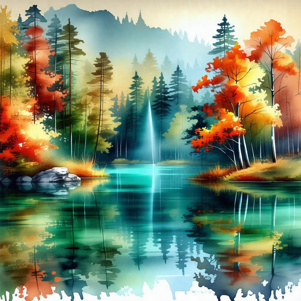 Serene scene of a lake surrounded by trees