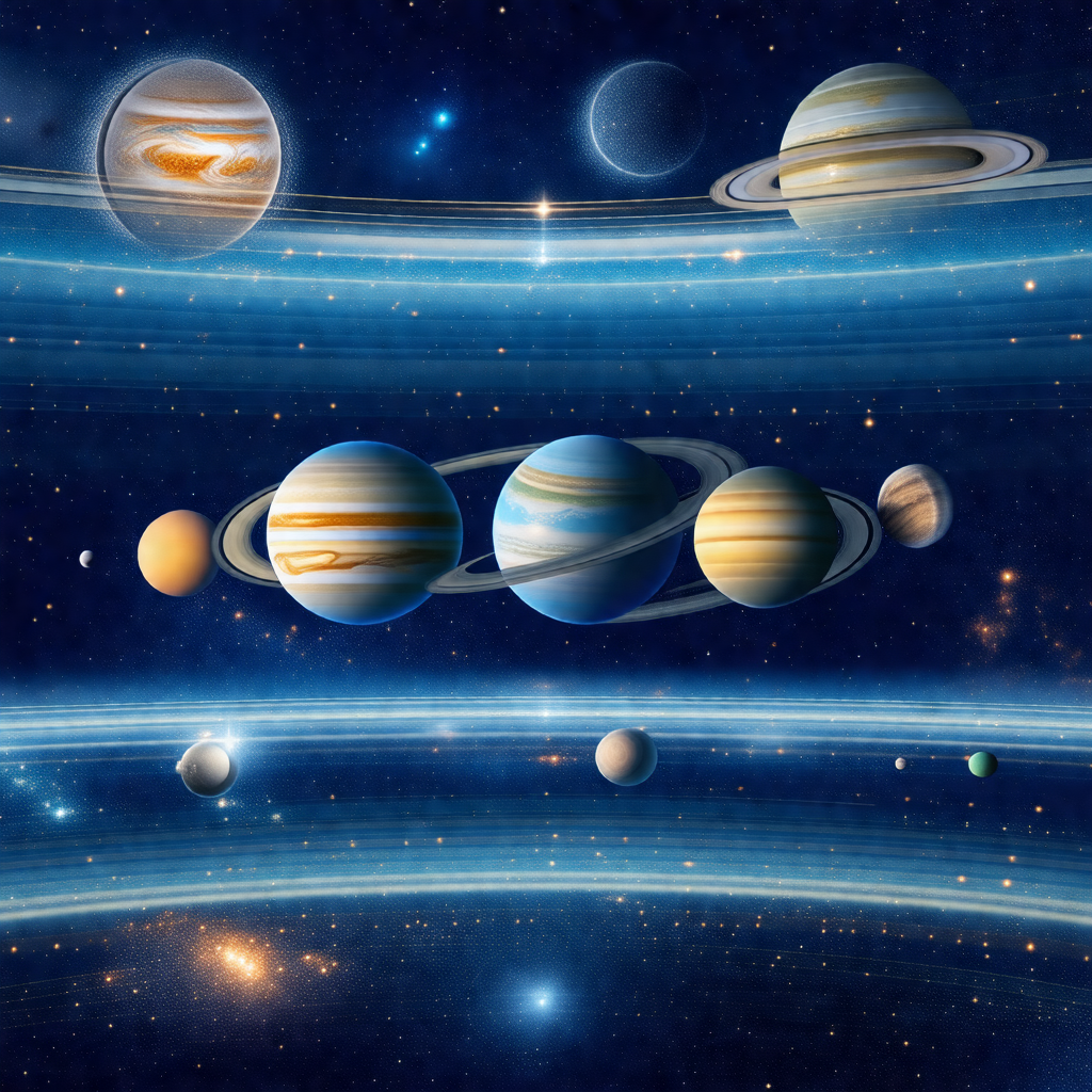Beautifully detailed illustration of the solar system, sh...