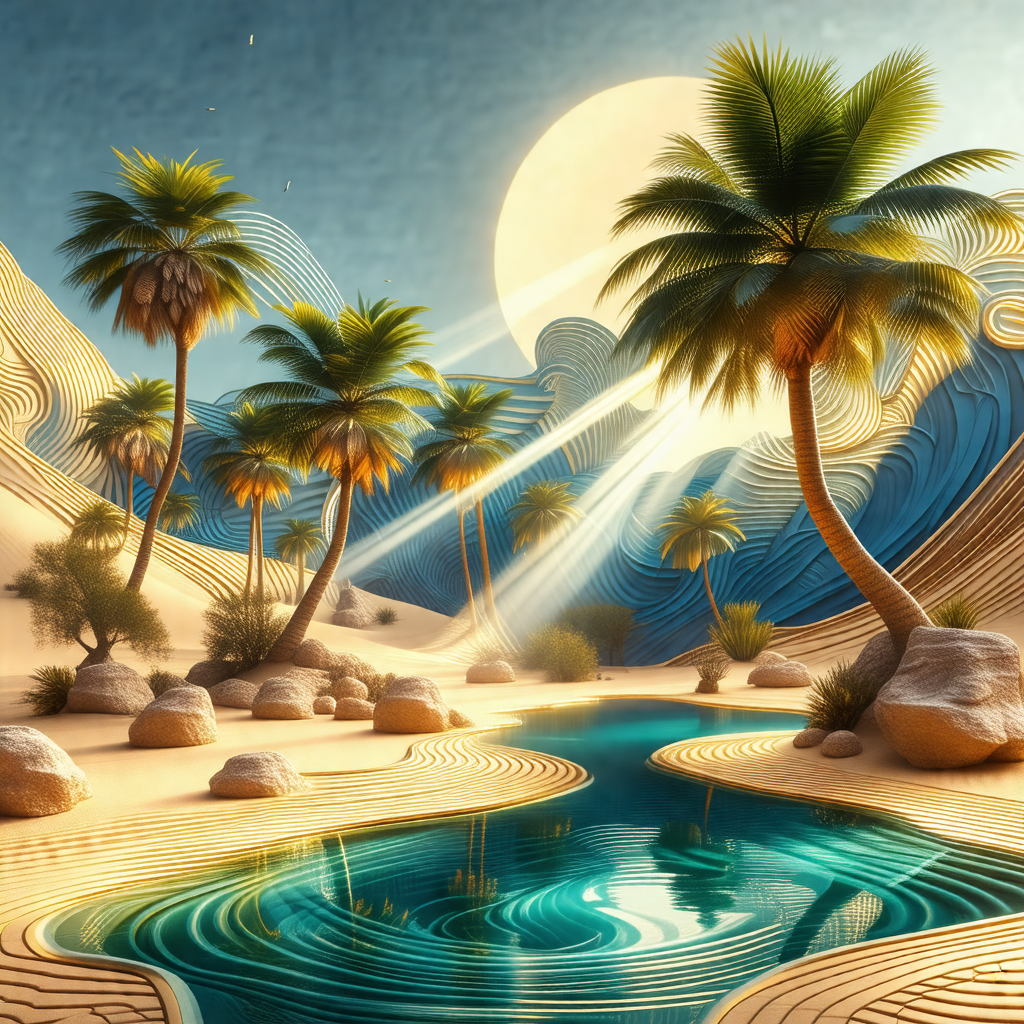 Beautifully rendered digital painting of a desert landscape