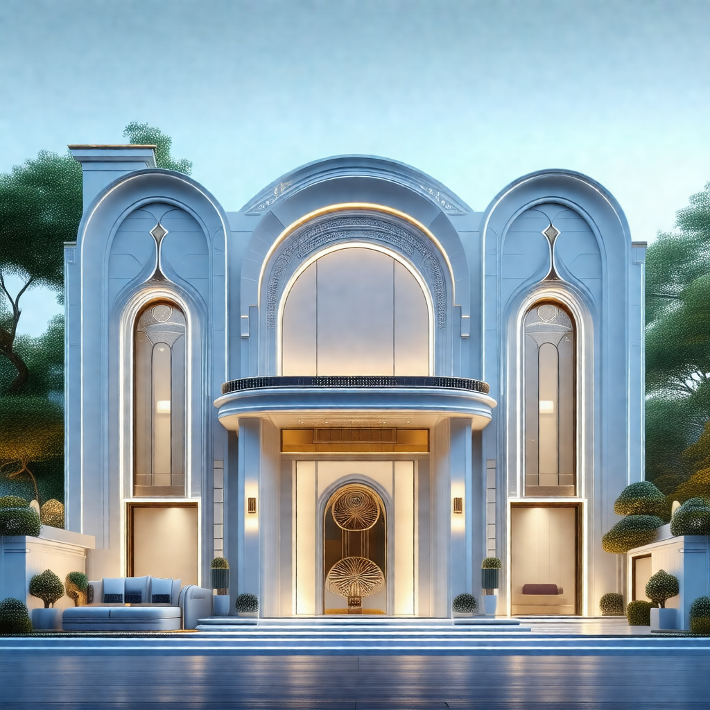 Large, white, and ornate building with a grand entrance