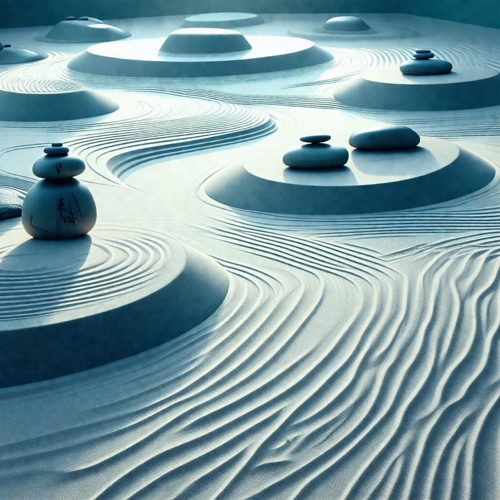 Sandy beach with a series of sand sculptures
