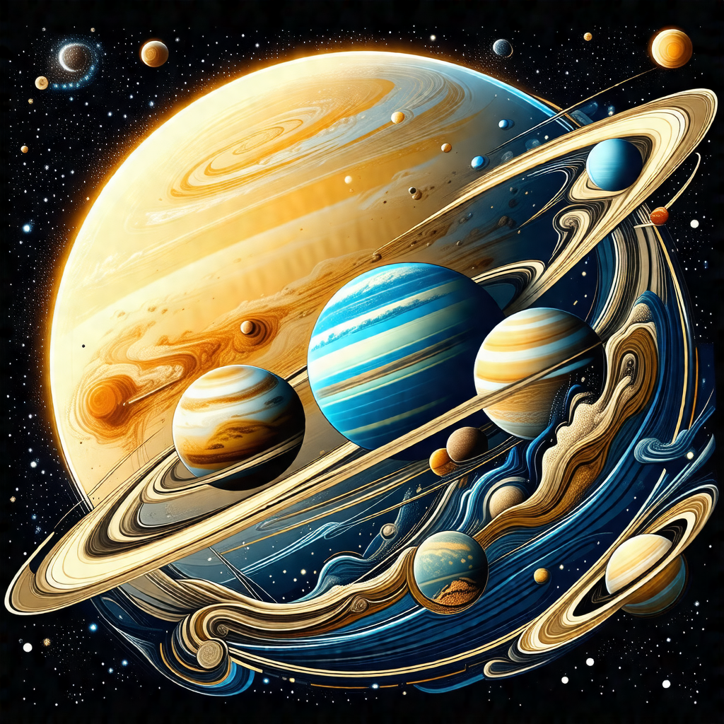 Colorful and detailed illustration of the solar system, f...