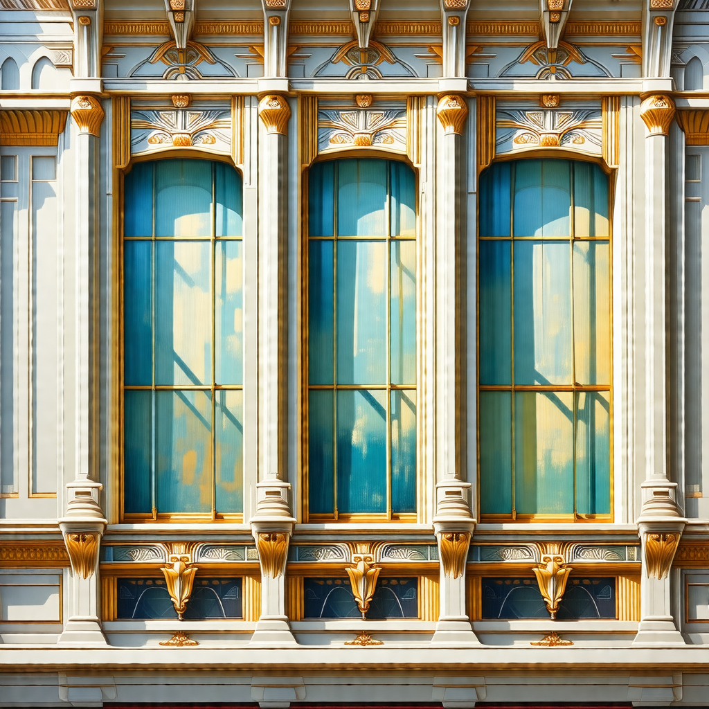 Large, ornate building with a row of windows