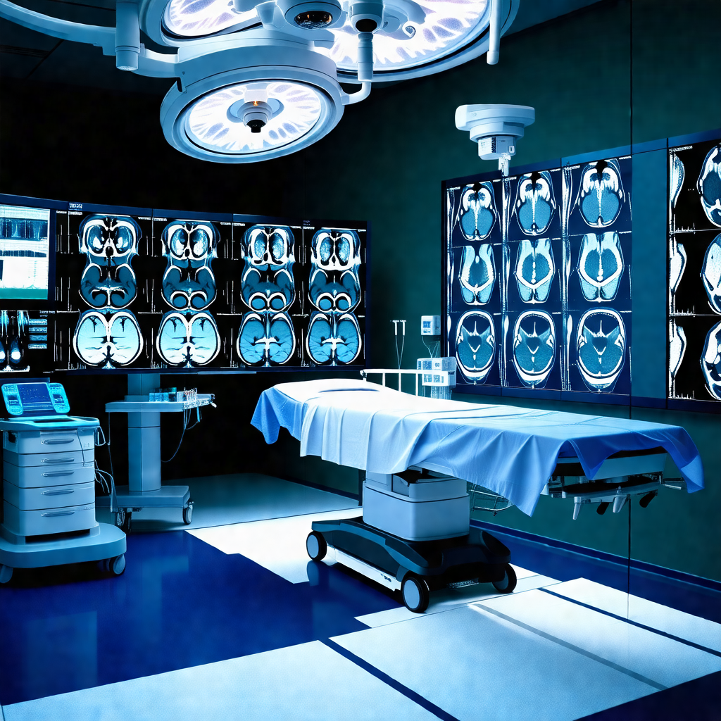 Hospital room with a large, long table in the center