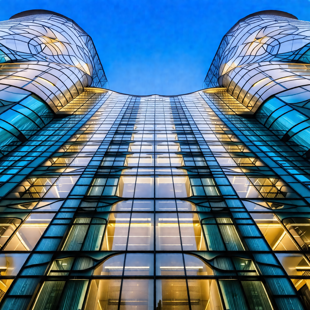 Tall building with a large glass window