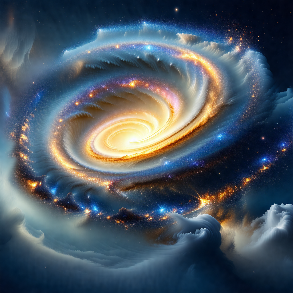 Stunning digital painting of a spiral galaxy, featuring a...