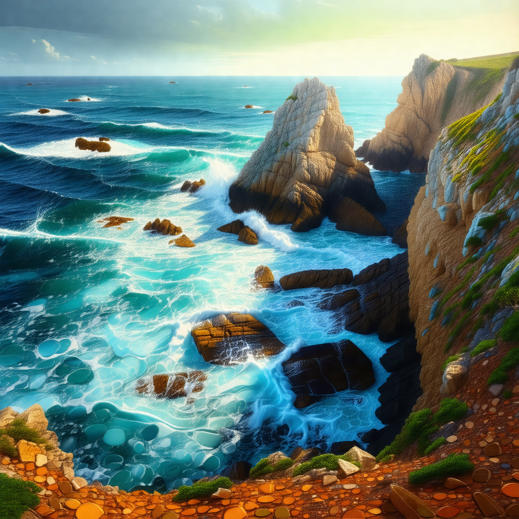 Beautiful ocean scene with a rocky coastline