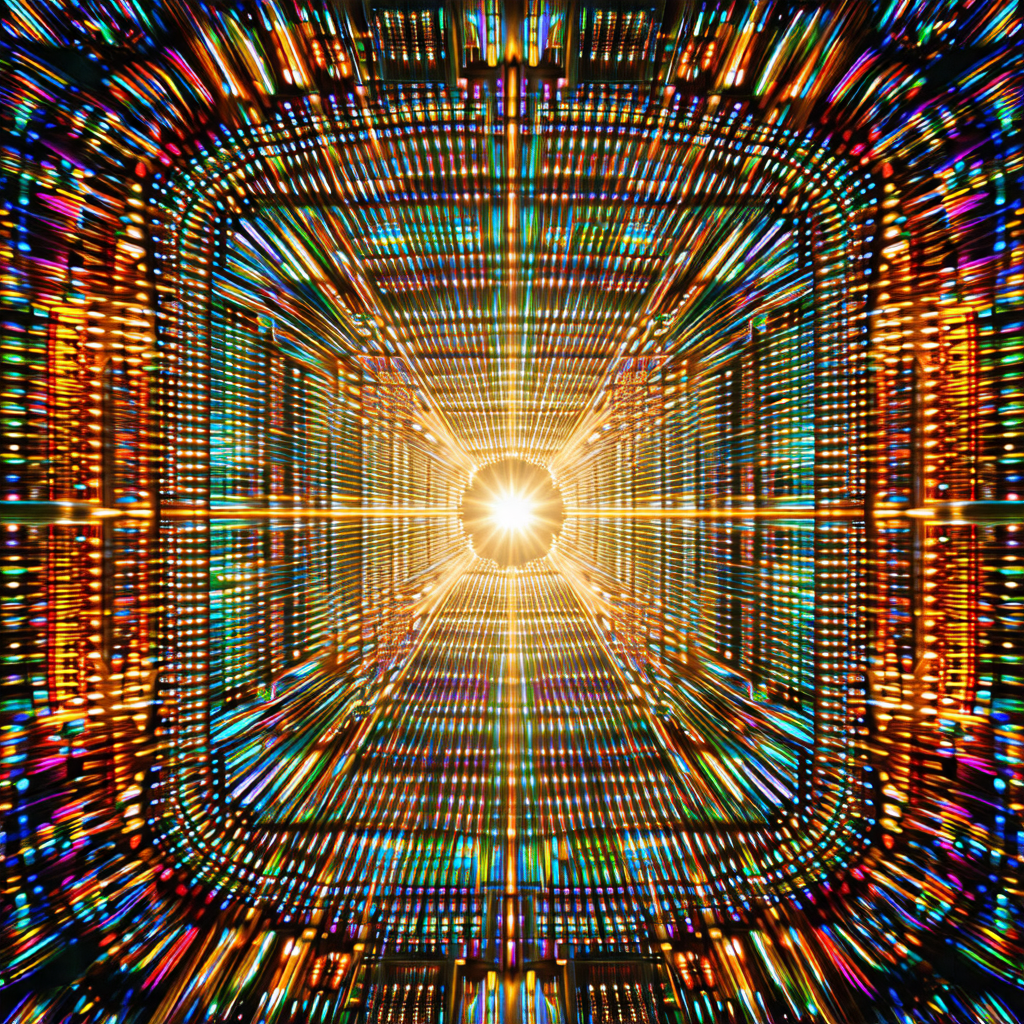 Close-up of a colorful, swirling pattern that resembles a...