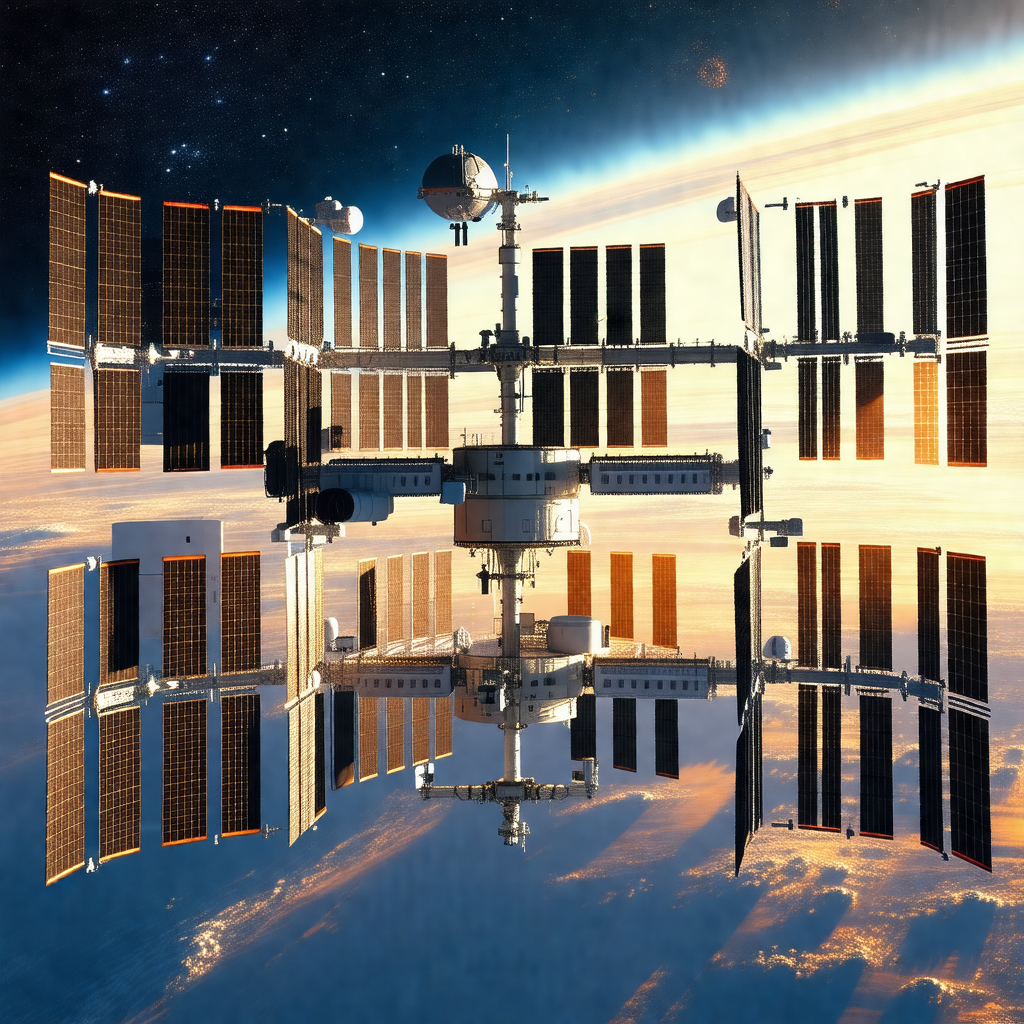 Large space station with a dome-shaped structure, which i...