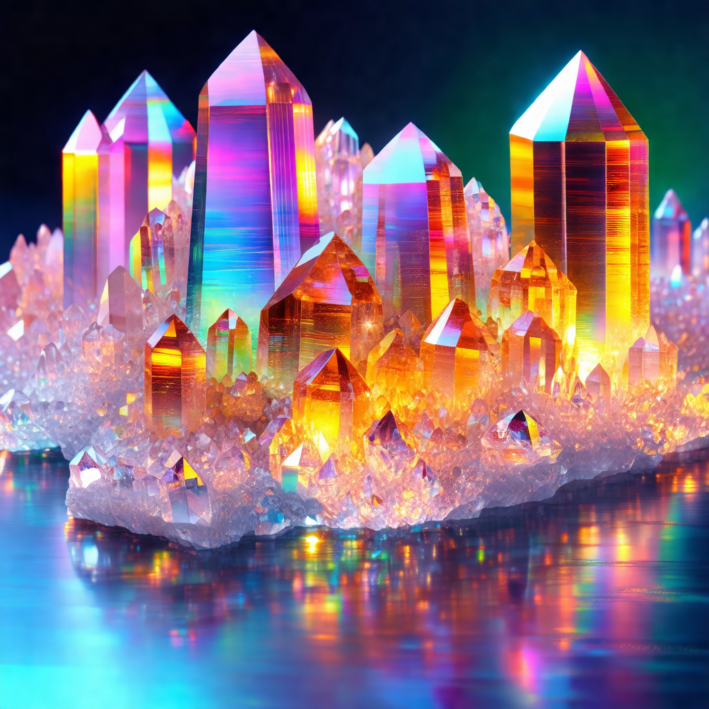 Vibrant and colorful display of crystals, possibly a coll...