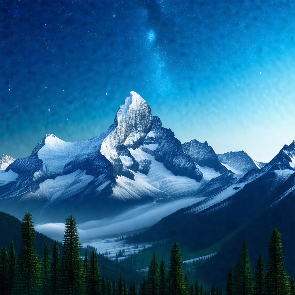 Majestic mountain range with a snow-covered peak