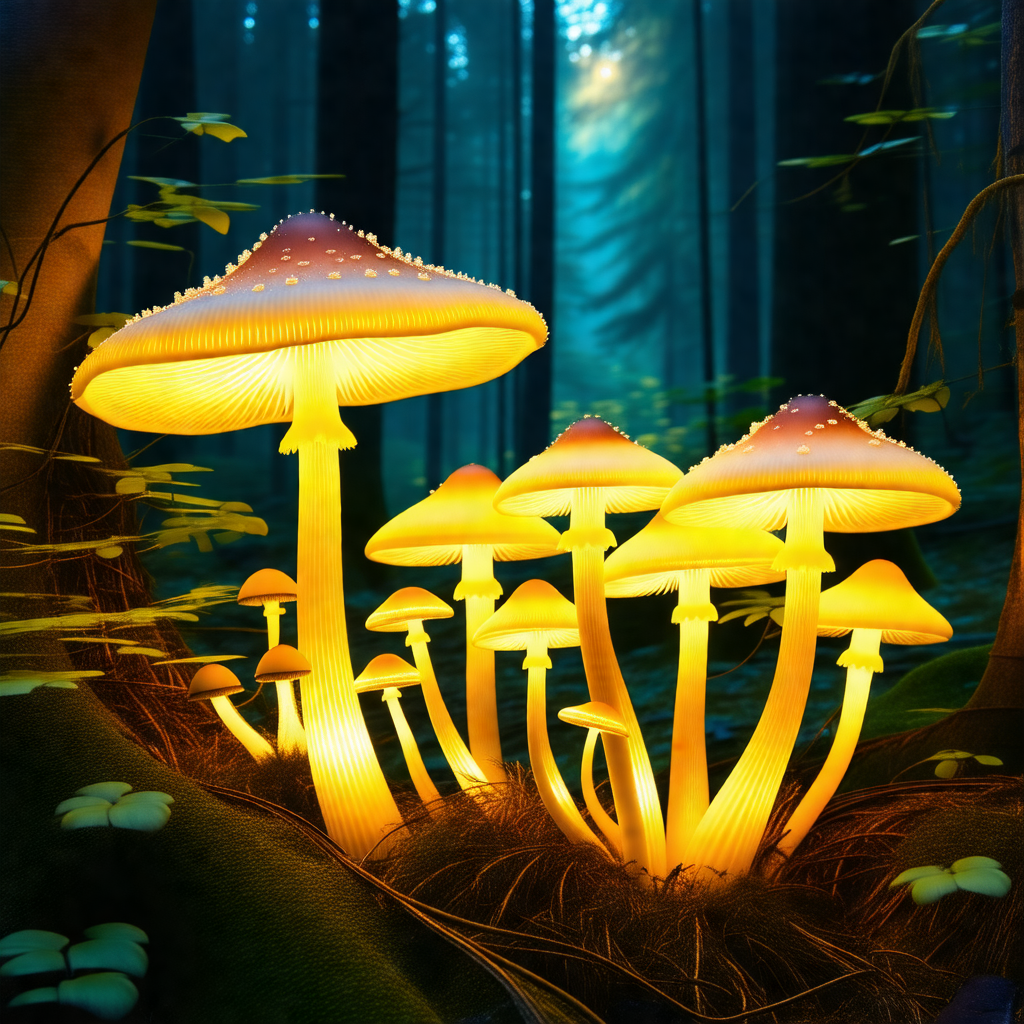 Group of mushrooms growing in a forest