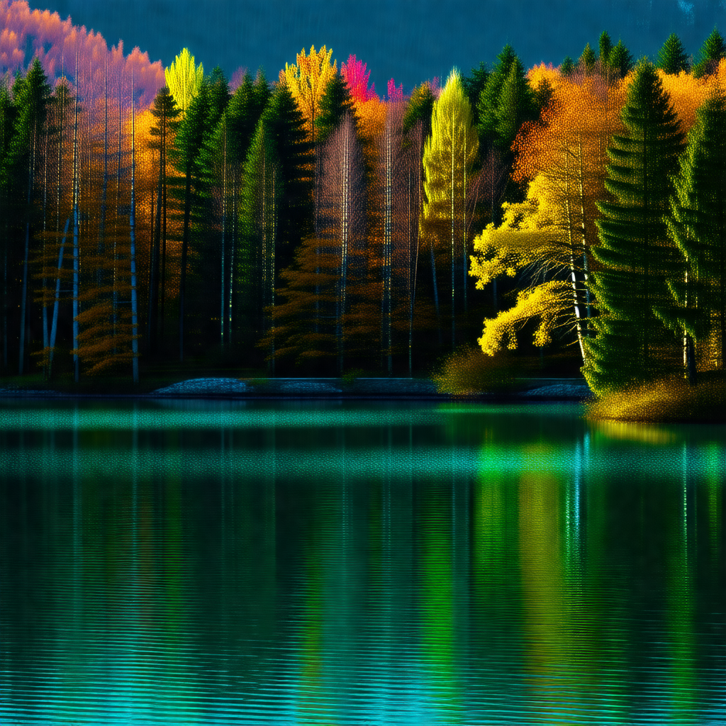 Serene lake surrounded by a forest of trees
