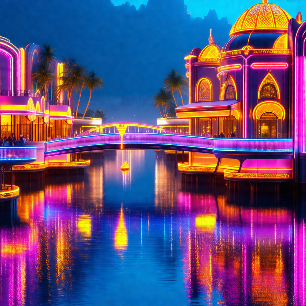 Beautifully lit cityscape at night