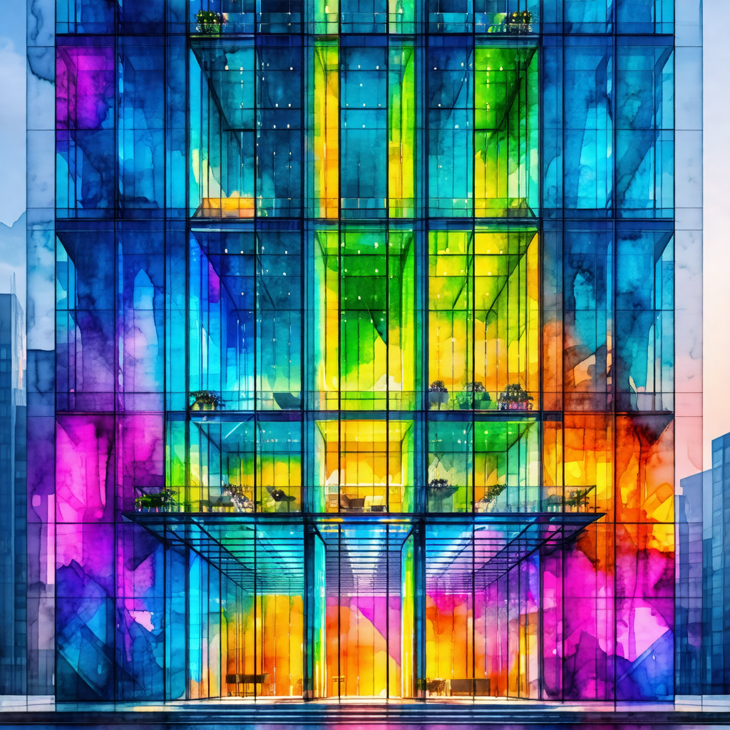 Large, colorful building with a unique design