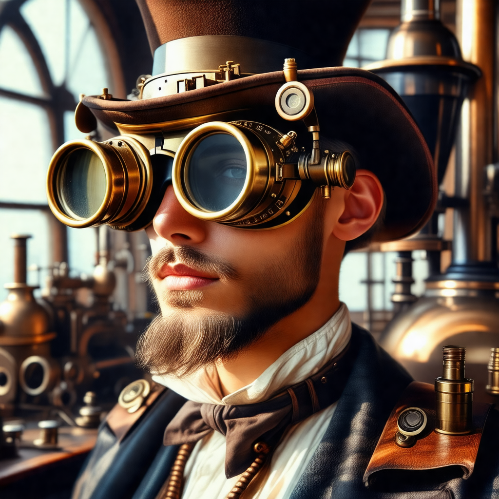 Man wearing a top hat and glasses, giving him a distincti...