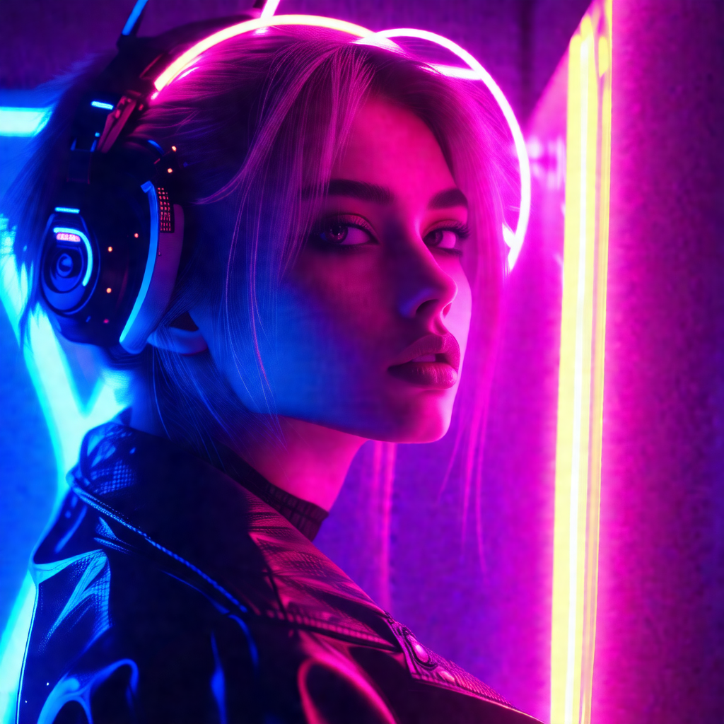 Woman wearing a black jacket and a pair of headphones