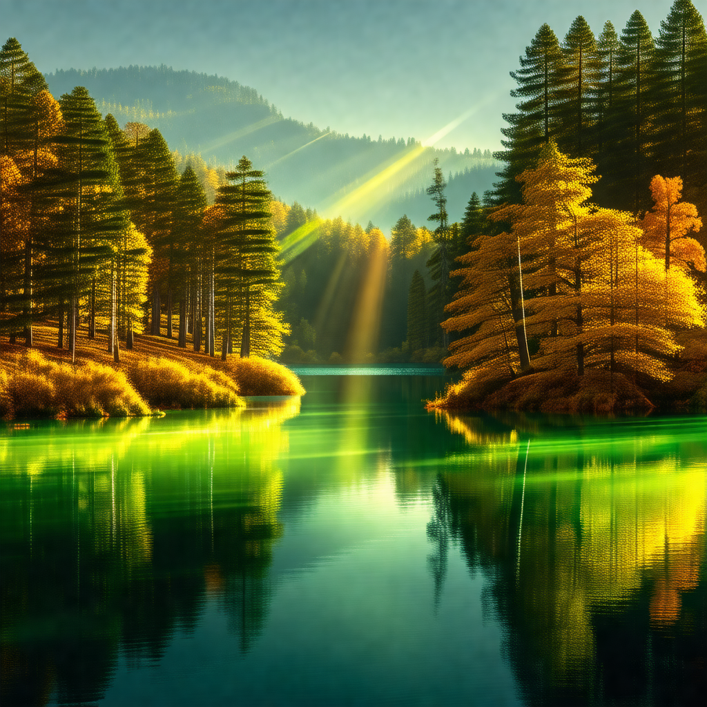 Serene scene of a lake surrounded by a forest