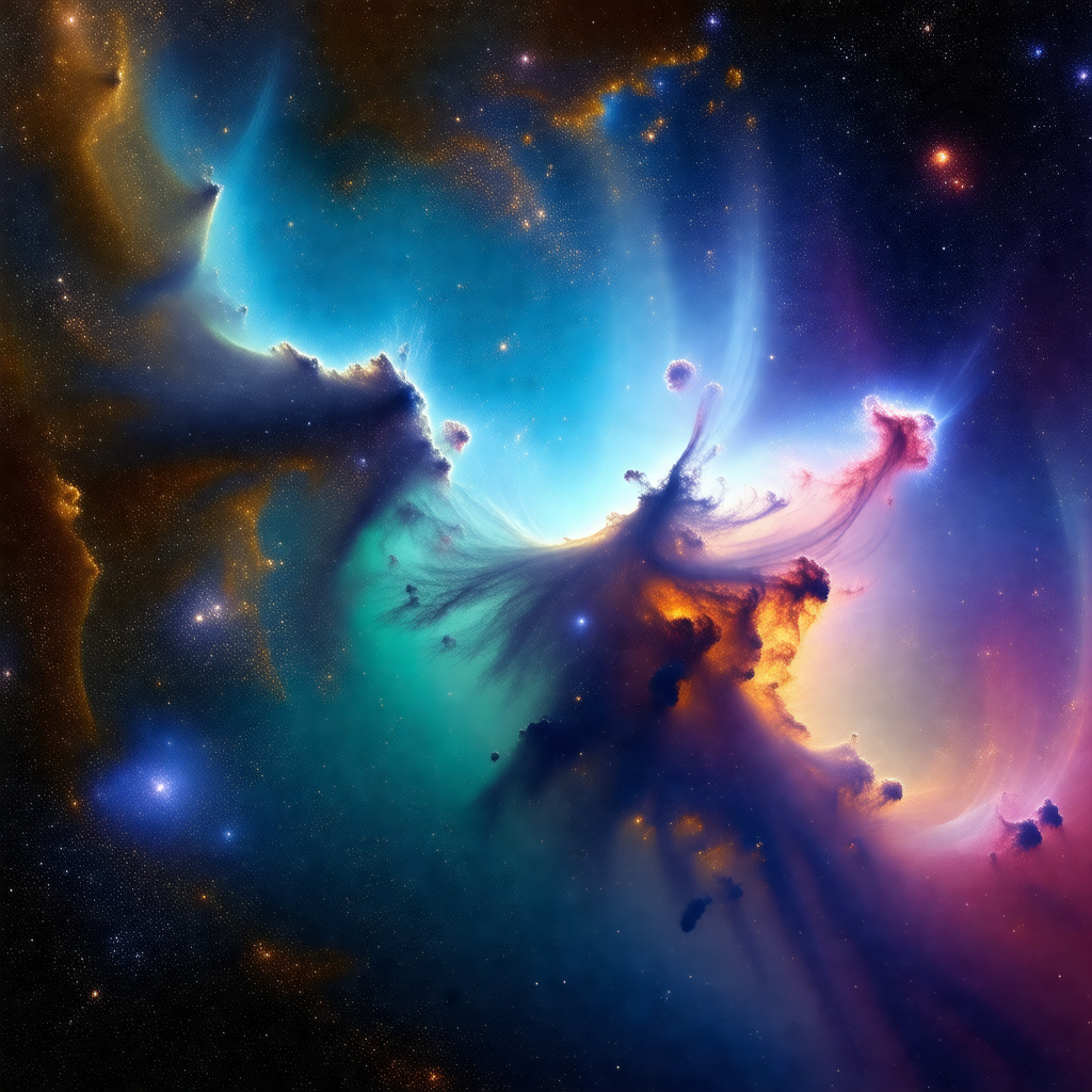 Beautiful and colorful nebula, which is a cloud of gas an...